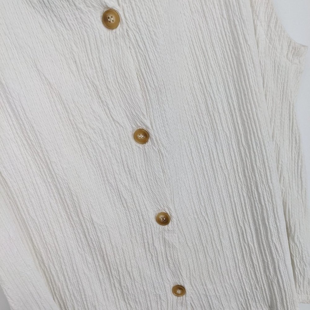 Anthropologie Cream Crepe Wrinkle Knit Button Back Viscose Montauk Tank Top XL - Picture 11 of 13